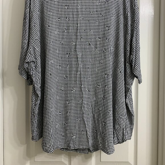 IOIO Design Women's Black and White Checkered Blouse, Size 3X - Picture 4 of 6